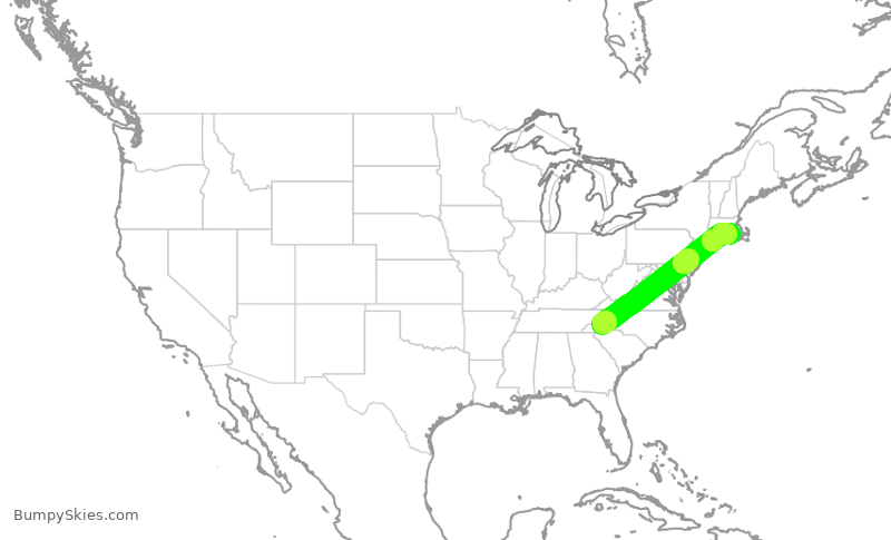 Turbulence forecast map for WUP685, AVL to NCO