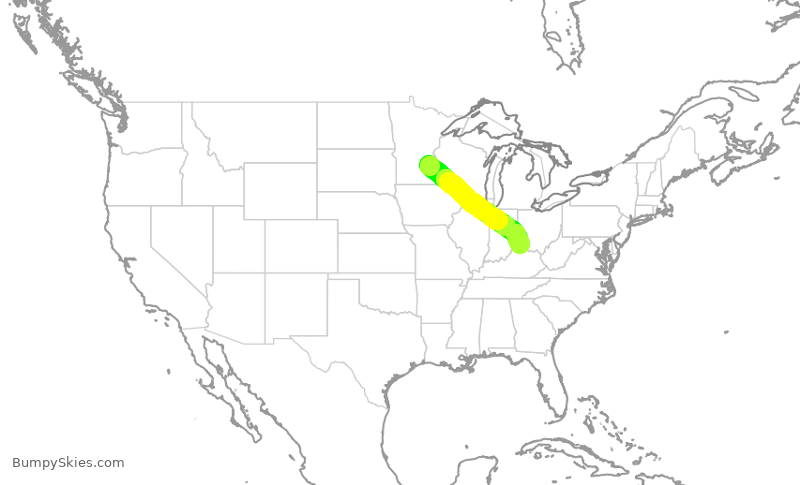 Turbulence forecast map for WUP688, MSP to LUK