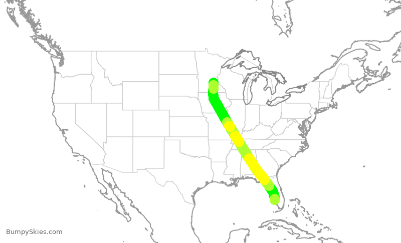 Turbulence forecast map for WUP688, RSW to FCM