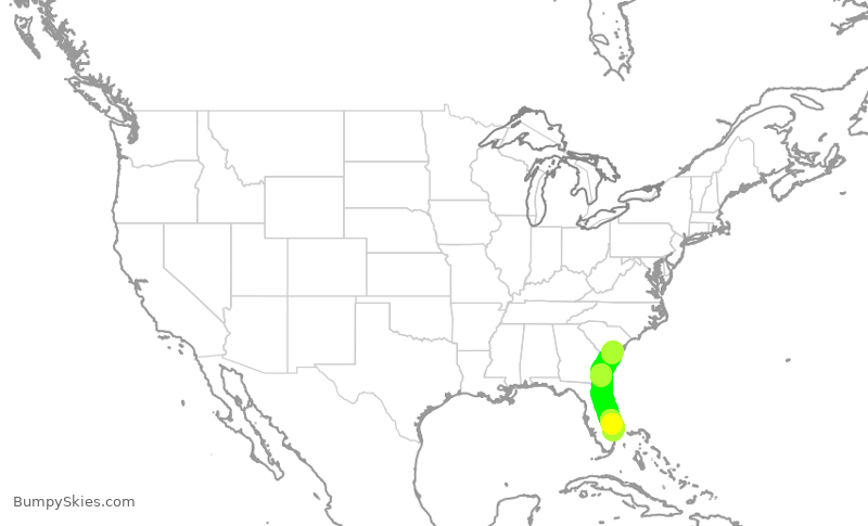 Turbulence forecast map for WUP689, CHS to PBI