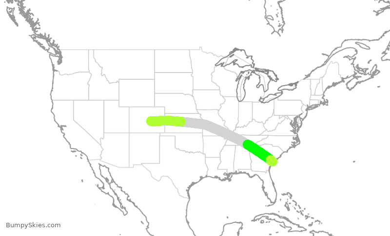 Turbulence forecast map for WUP689, COS to HHH