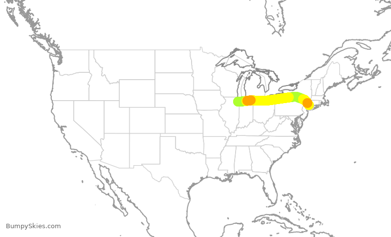 Turbulence forecast map for WUP689, MDW to HPN