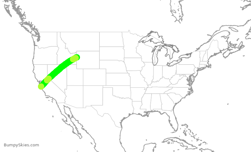 Turbulence forecast map for WUP690, MRY to JAC