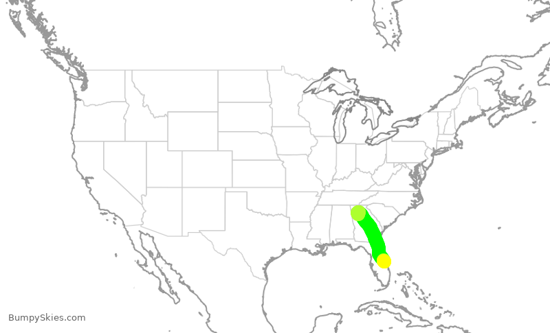 Turbulence forecast map for WUP692, MLB to PDK