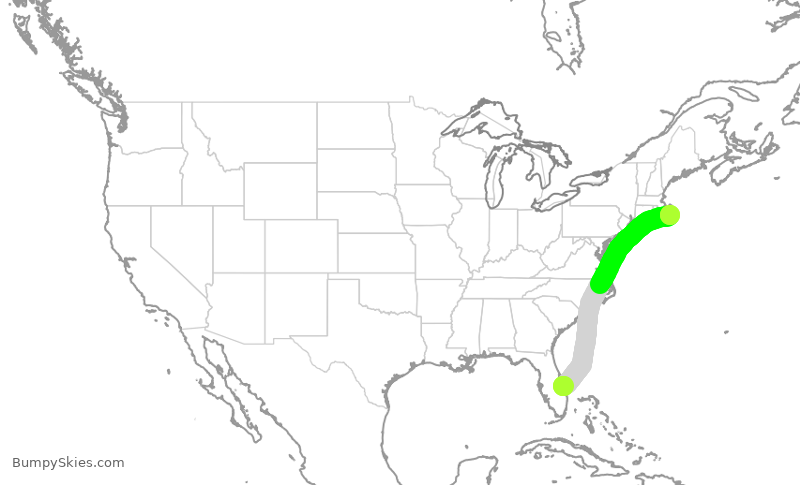 Turbulence forecast map for WUP692, VRB to ACK