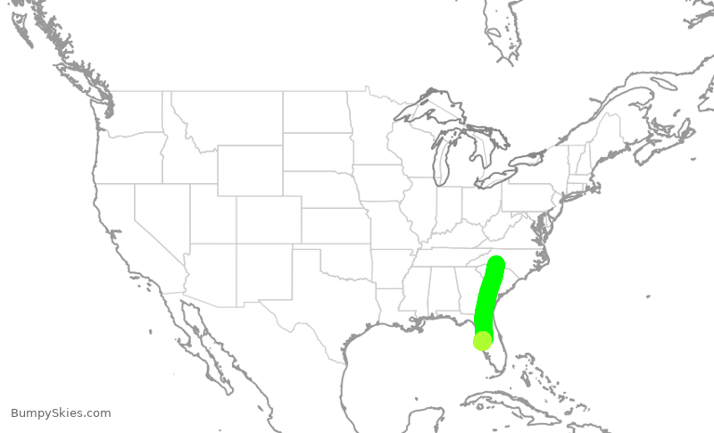 Turbulence forecast map for WUP693, CLT to TPA