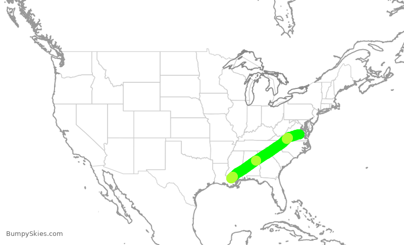 Turbulence forecast map for WUP693, RIC to CHS