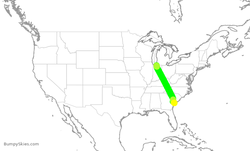 Turbulence forecast map for WUP693, SBN to HHH
