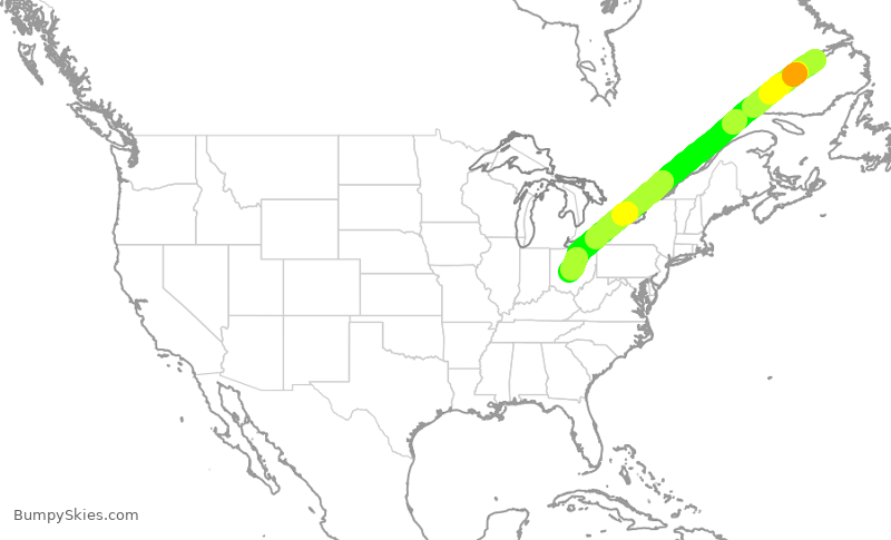 Turbulence forecast map for WUP696, YYR to CMH