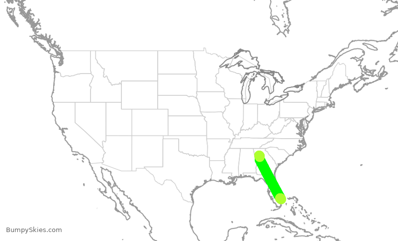 Turbulence forecast map for WUP834, PDK to BCT