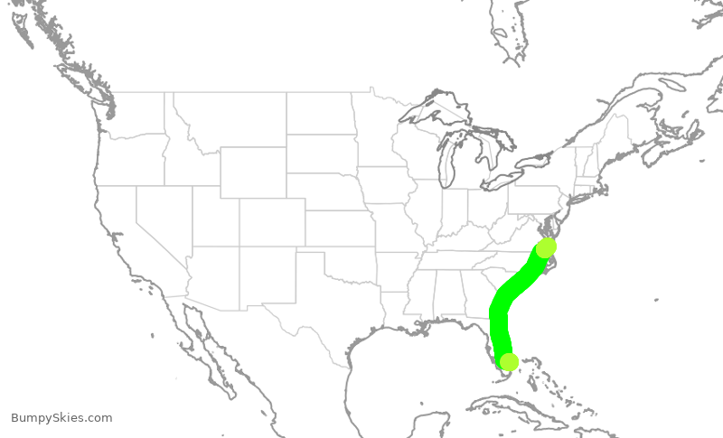 Turbulence forecast map for WUP848, BCT to ORF