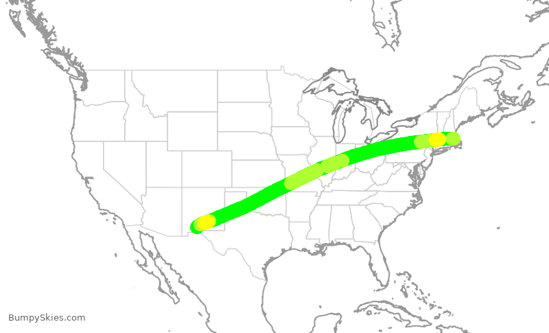 Turbulence forecast map for WUP942, BOS to LRU