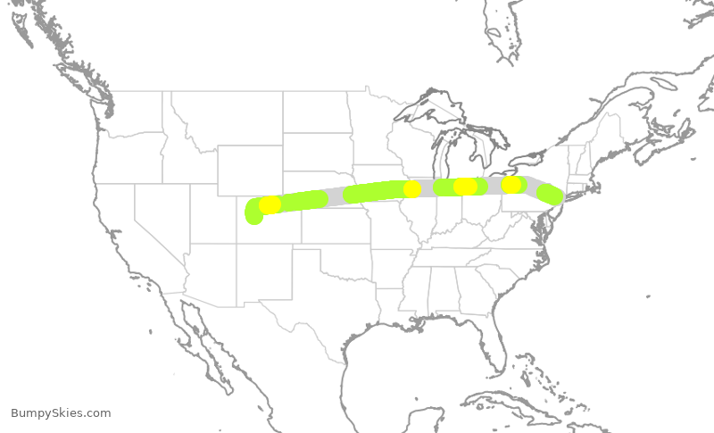 Turbulence forecast map for WUP943, ASE to MMU