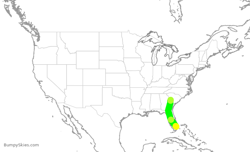Turbulence forecast map for WUP943, FLL to AGS