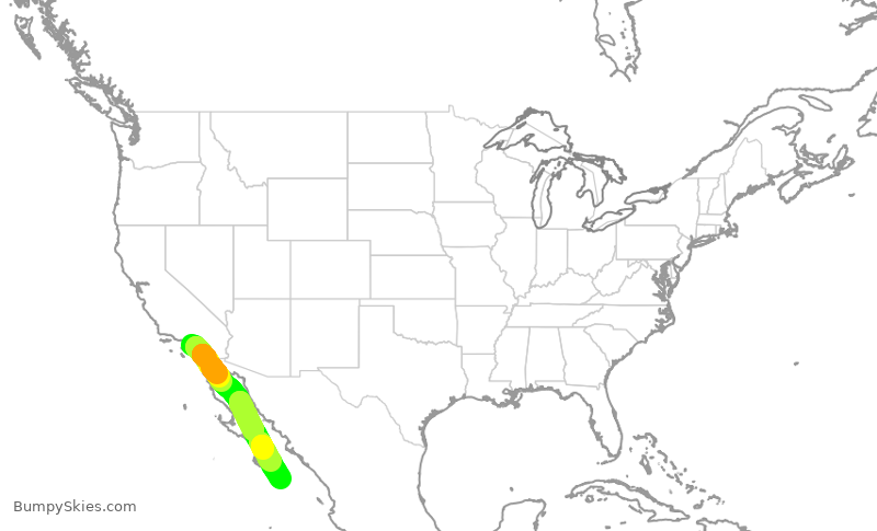 Turbulence forecast map for WUP944, SNA to MSD
