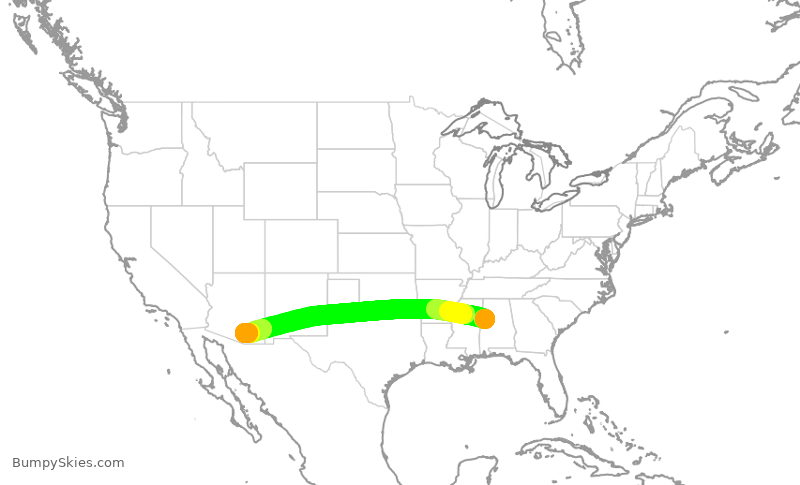 Turbulence forecast map for WUP944, TCL to TUS