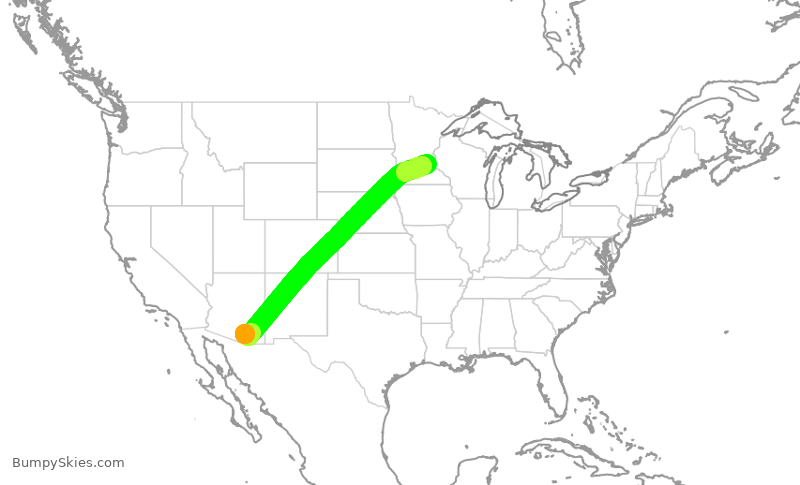 Turbulence forecast map for WUP944, TUS to MSP