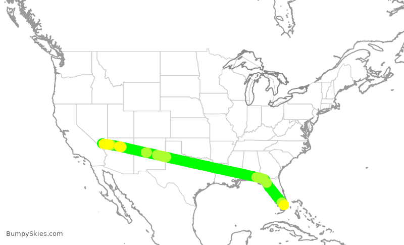 Turbulence forecast map for WUP945, LAS to OPF