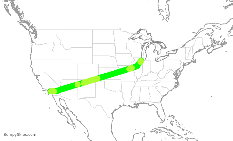 Turbulence forecast map for WUP945, SNA to MDW