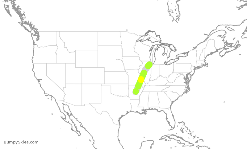 Turbulence forecast map for WUP946, LIT to MDW