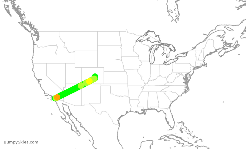 Turbulence forecast map for WUP947, CLD to COS
