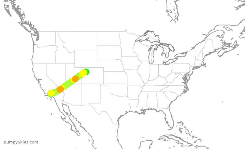 Turbulence forecast map for WUP947, EGE to BUR