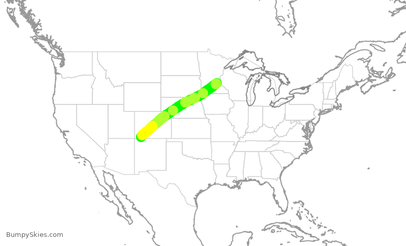 Turbulence forecast map for WUP947, MSP to DRO