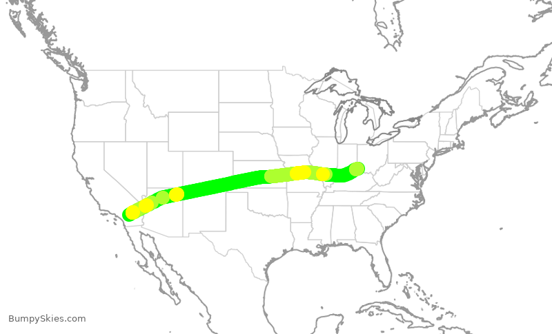 Turbulence forecast map for WUP947, PSP to LUK