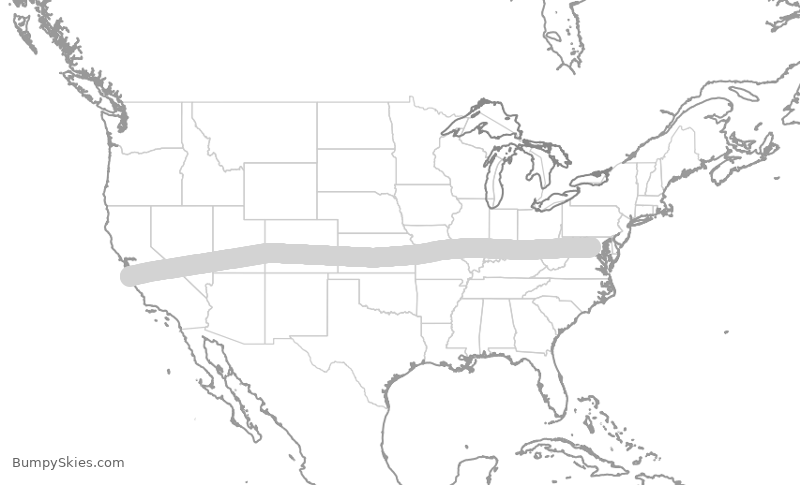 Turbulence forecast map for WUP948, IAD to OAK