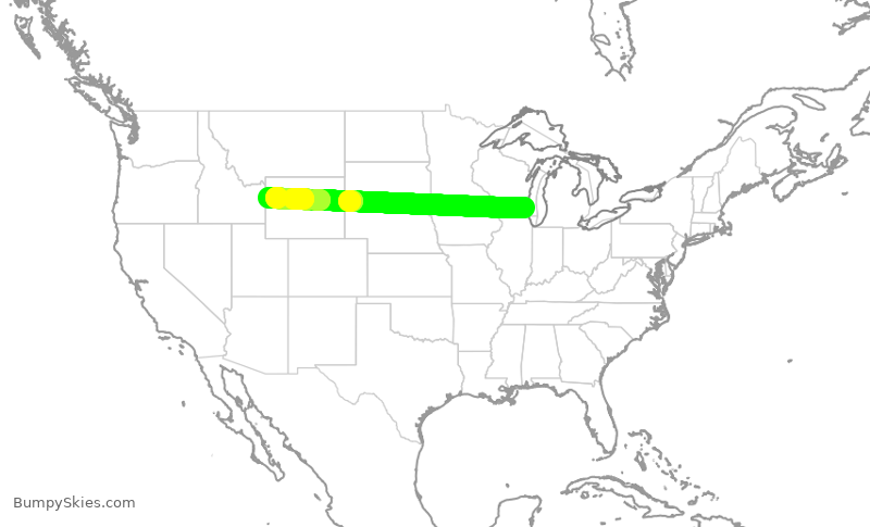 Turbulence forecast map for WUP948, MKE to JAC
