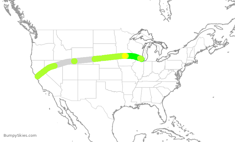 Turbulence forecast map for WUP949, OAK to PWK