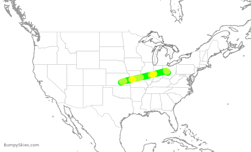 Turbulence forecast map for WUP952, ICT to CMH