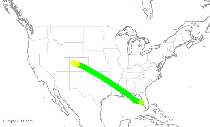 Turbulence forecast map for WUP952, RIL to SRQ