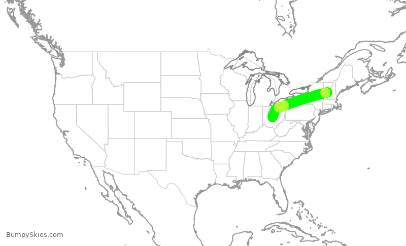 Turbulence forecast map for WUP953, CMH to LEB