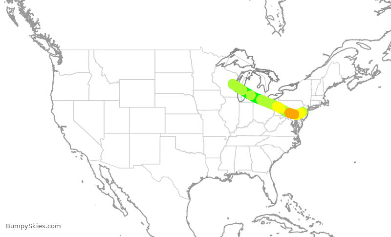 Turbulence forecast map for XAA1577, TTN to ATW