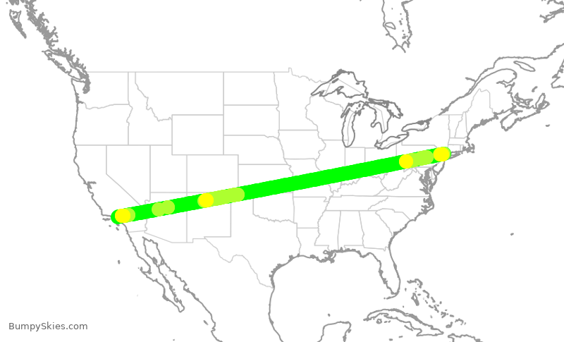 Turbulence forecast map for XAA2289, HPN to BUR