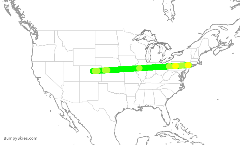 Turbulence forecast map for XAA381, HPN to APA