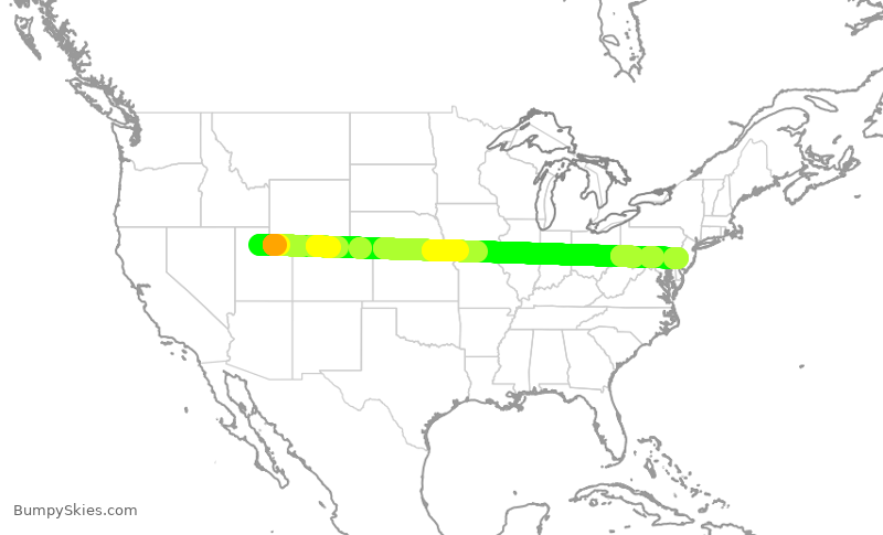 Turbulence forecast map for XAA5806, SLC to PHL