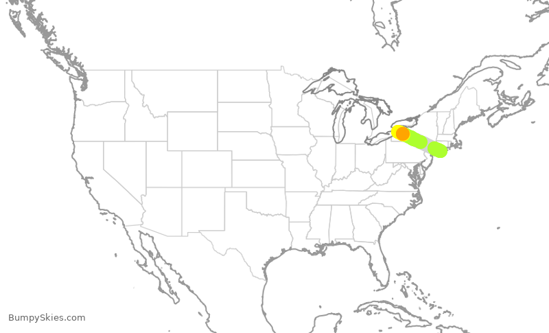 Turbulence forecast map for XSR331, BUF to FOK