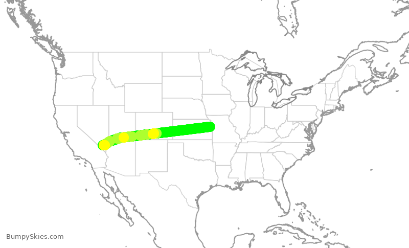 Turbulence forecast map for XSR337, OJC to LAS