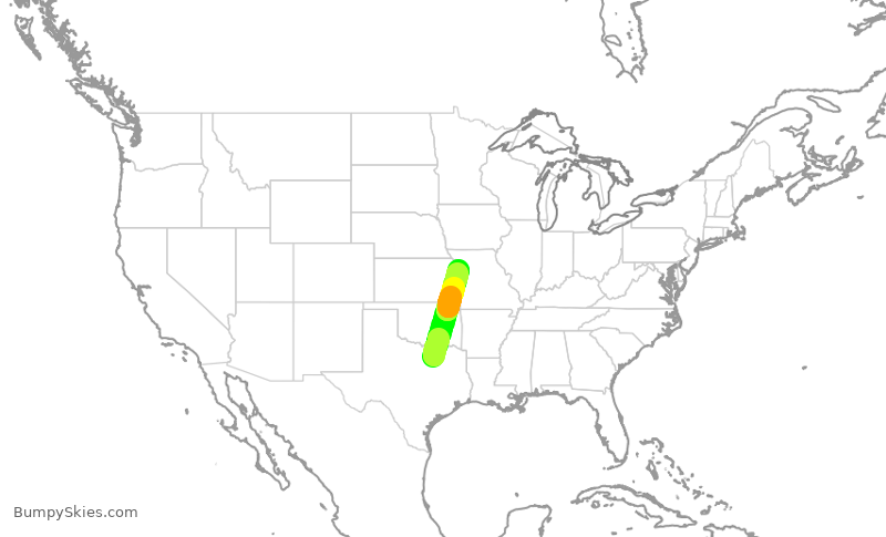 Turbulence forecast map for XSR487, ADS to MKC