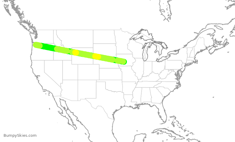 Turbulence forecast map for XSR487, DSM to PDX