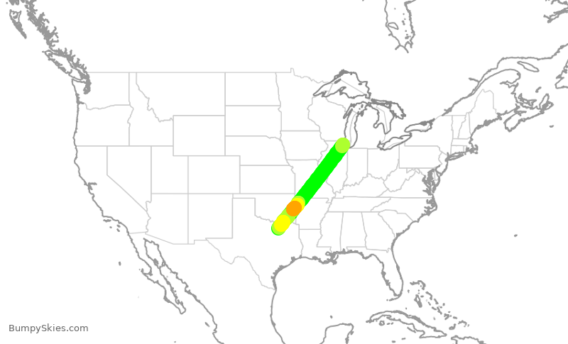 Turbulence forecast map for XSR487, PWK to ADS