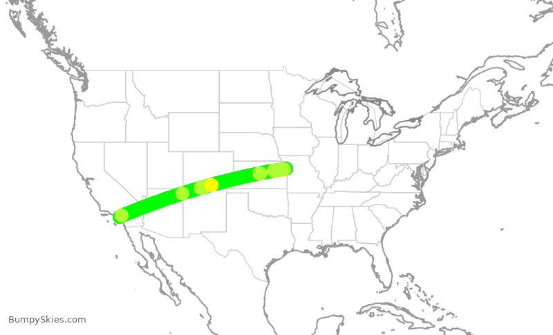Turbulence forecast map for XSR487, SNA to MKC