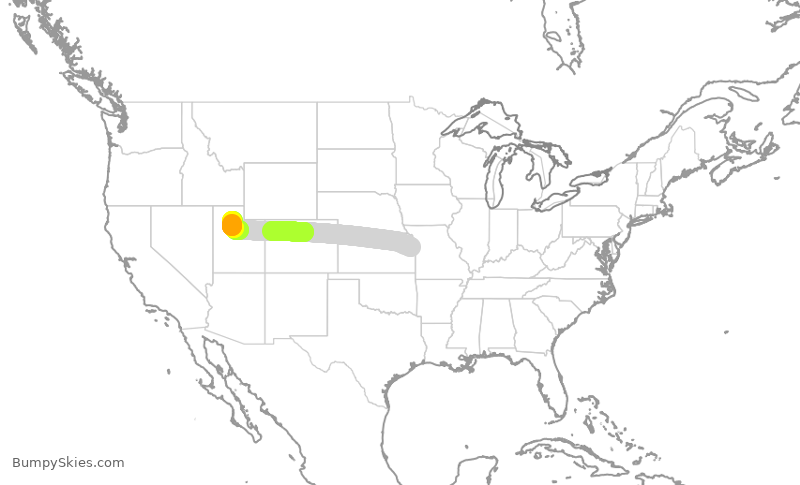 Turbulence forecast map for XSR697, OJC to SLC