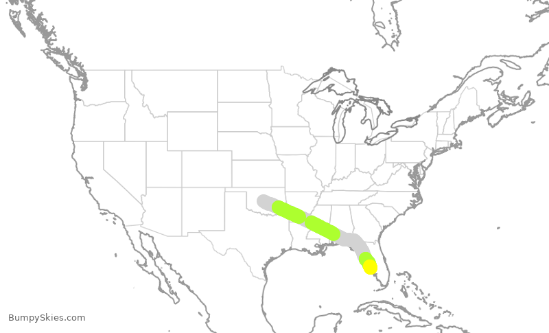 Turbulence forecast map for XSR718, OKC to SRQ