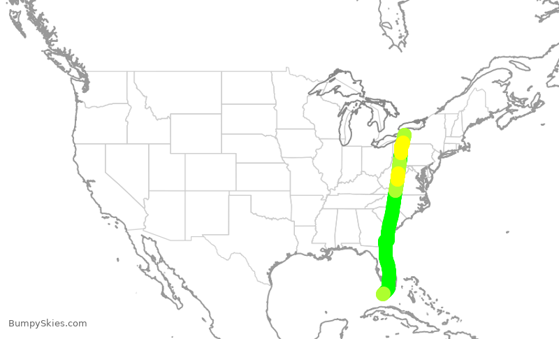 Turbulence forecast map for XSR719, EYW to BUF