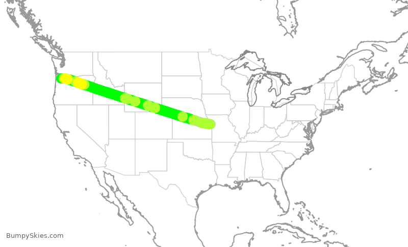 Turbulence forecast map for XSR719, MKC to HIO