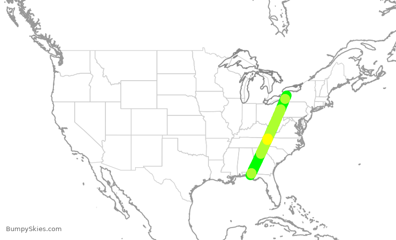 Turbulence forecast map for XSR722, BUF to ECP