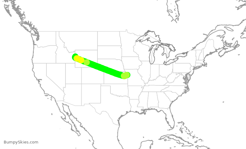 Turbulence forecast map for XSR730, JAC to MKC